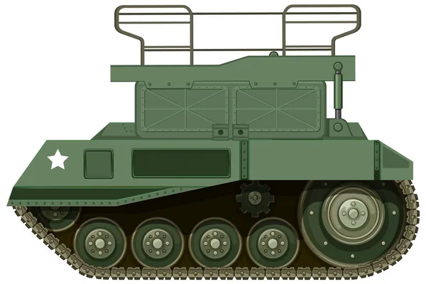Green Military Tank White Background Illustration — Stock Vector