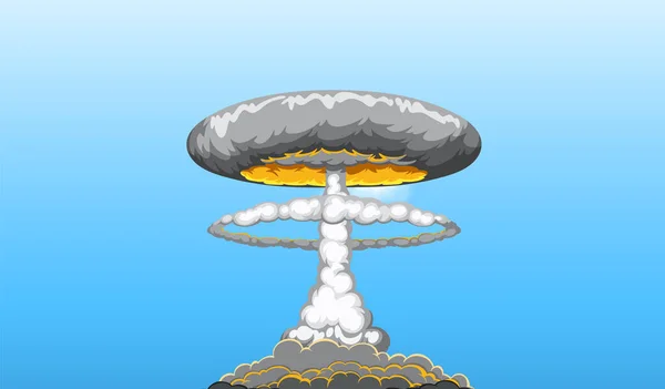 Atomic Bomb Svamp Moln Blå Himmel Illustration — Stock vektor