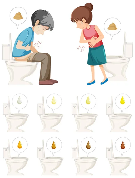 Ensemble Personnes Souffrant Diarrhée Illustration — Image vectorielle