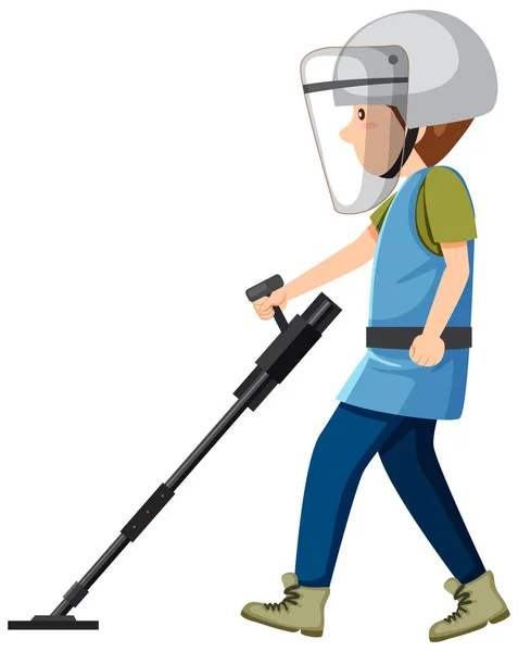 Man Searching Landmine Metal Detector Illustration — Image vectorielle