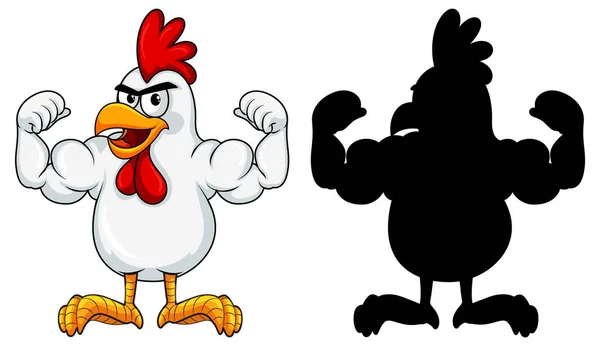 Silhouette Standing Chicken Illustration — Stock Vector