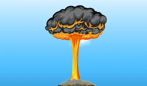 Bomba Atómica Nube Hongos Cielo Azul Ilustración — Vector de stock