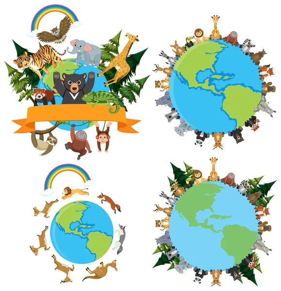 Иллюстрация Логотипа World Animal Cartoon — стоковый вектор