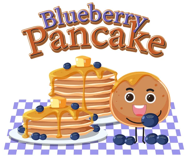 Blueberry Pancake Elements Set Illustration — Stockový vektor