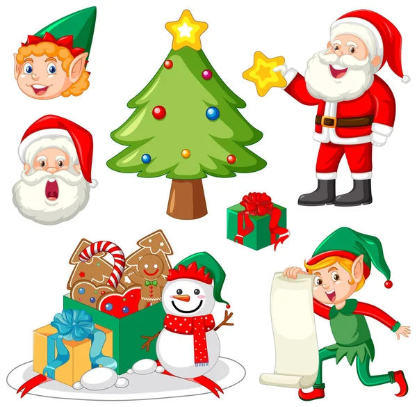 Merry Christmas Object Decoratie Item Collectie Illustratie — Stockvector