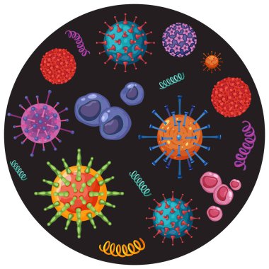Bacterial microorganism in circle illustration