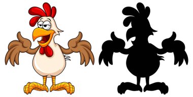 Ayakta duran tavuk çiziminin silüeti