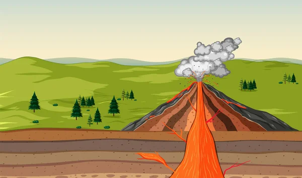Einen Vulkanausbruch Verursacht Illustration — Stockvektor