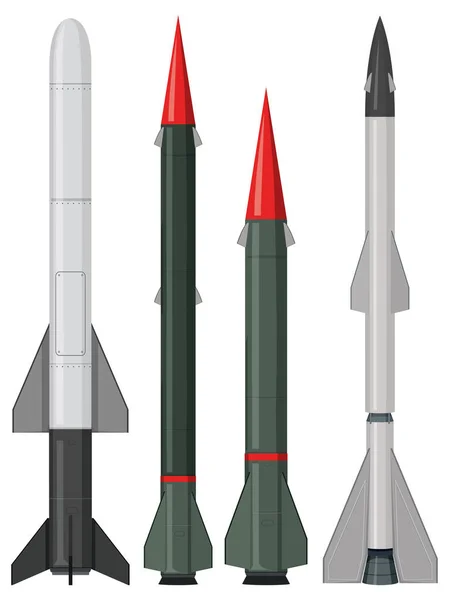軍用ミサイルイラストのセット — ストックベクタ