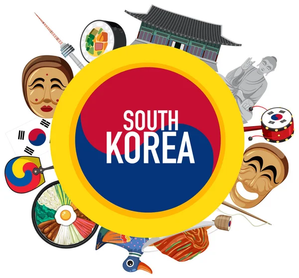South Korea Element Nation Tradition Symbol Illustration — Stock Vector