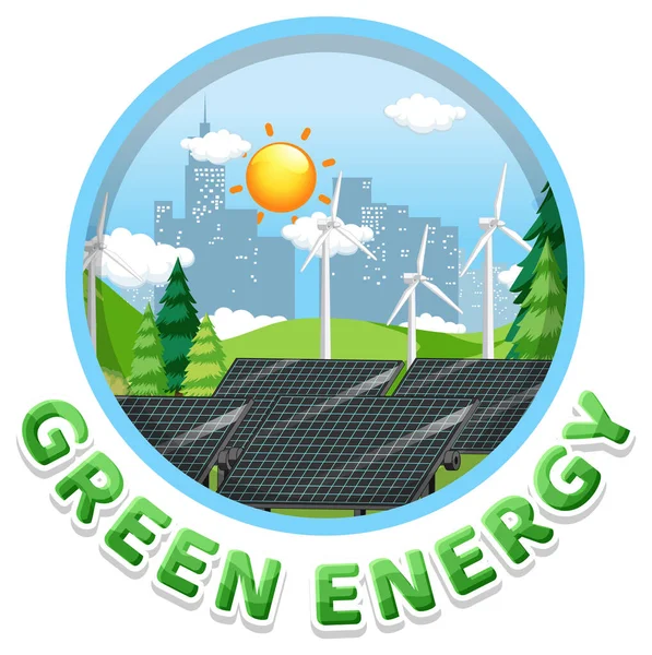 Εικόνα Σχεδίασης Banner Κειμένου Πράσινης Ενέργειας — Διανυσματικό Αρχείο
