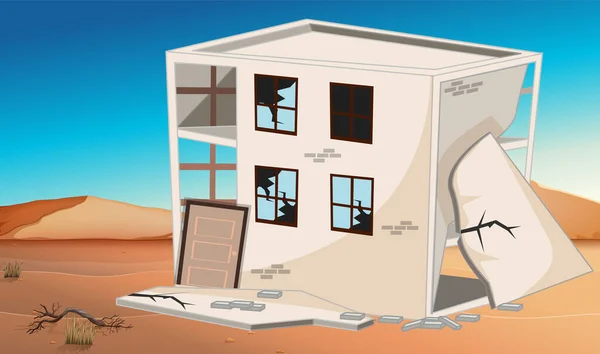 Earthquake Damage Home Illustration — Stock Vector