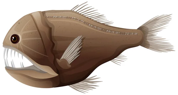 Tiefseegeschöpfe Fangzahn Fische Illustration — Stockvektor