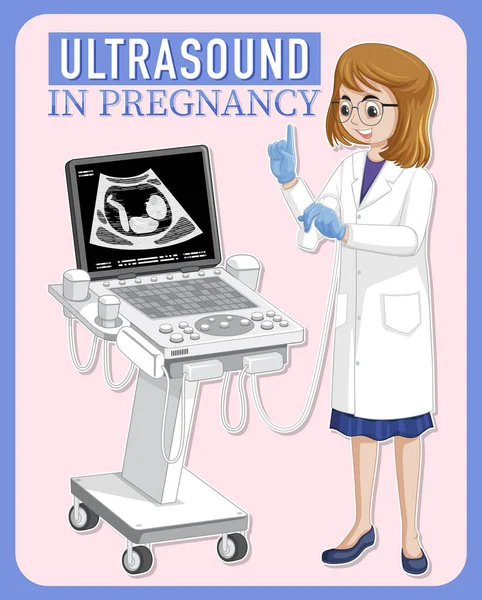 Doctor Using Ultrasound Scanning Machine Illustration — Stockvector