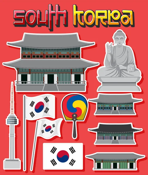 Élément Coréen Nation Tradition Symbole Illustration — Image vectorielle
