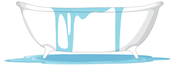 White Bathtub Water Vector Illustration — Stock Vector