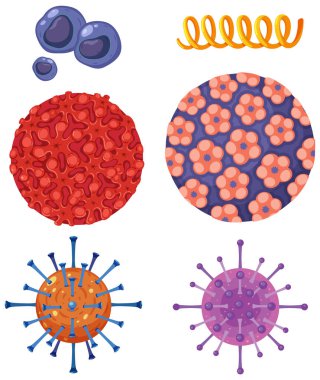 Set of virus and bacteria icons illustration