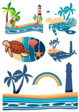 Karışık deniz nesnesi çizimi