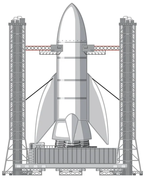 Vektorová Ilustrace Kosmodromu Rakety — Stockový vektor