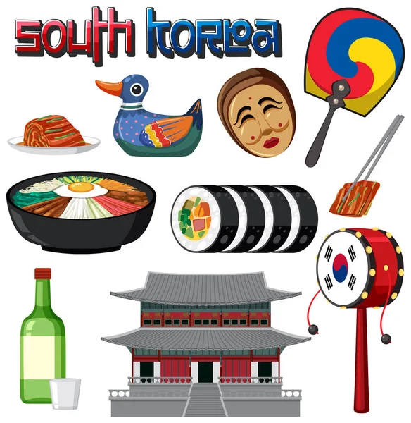 Illustration Vectorielle Alimentaire Traditionnelle Coréenne — Image vectorielle