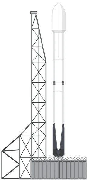 Rocket Launch Scaffolding Launchpads Vector Illustration — Vetor de Stock