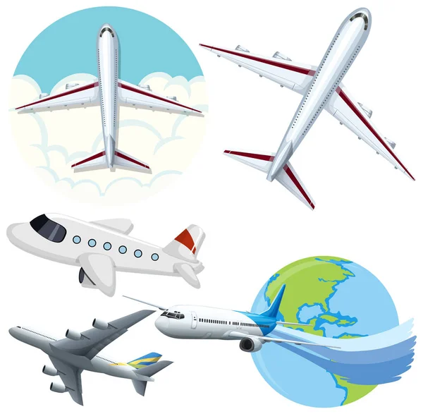 Set Plane Aviation Icon Illustration — Stock Vector