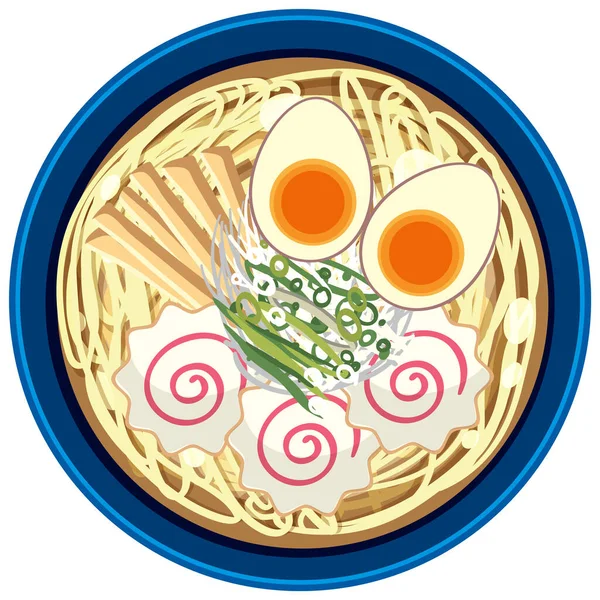 Japonês Ramen Noodles Bowl Ilustração — Vetor de Stock