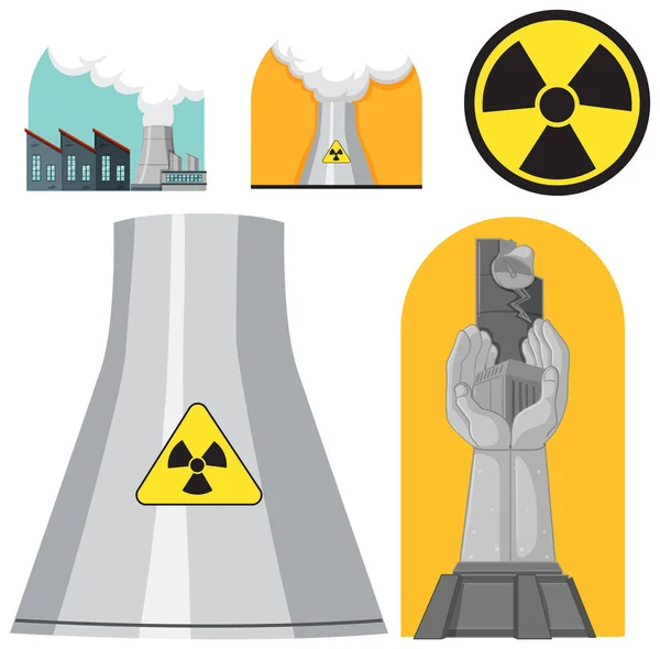 Símbolos Nucleares Sobre Fundo Branco Ilustração — Vetor de Stock