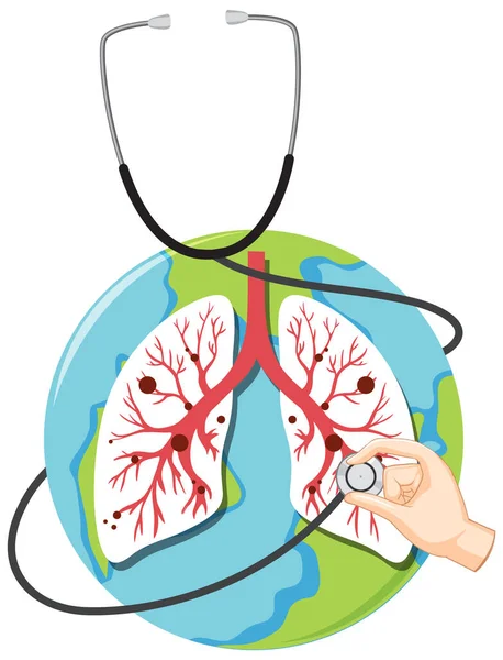 Stethoscope Lungs Earth Globe Illustration —  Vetores de Stock