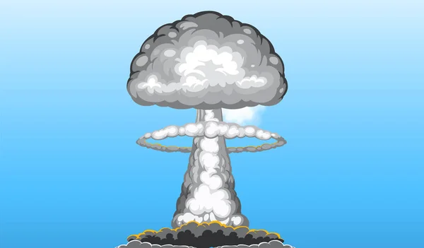 Atomic Bomb Mushroom Cloud Blue Sky Illustration — Stock Vector