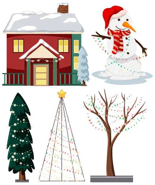 Christmas Decoration Elements Vector Set Illustration — Stock Vector