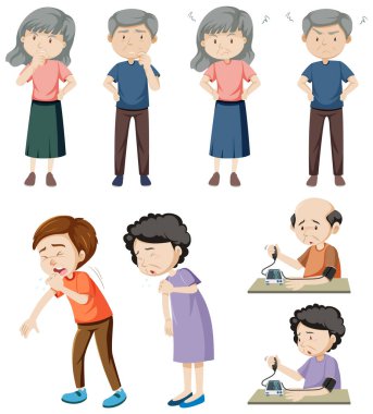Bir grup yaşlı insan hastalık illüstrasyonu