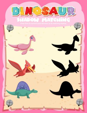 Dinozor Gölgesi Oyun Şablonu çizimi