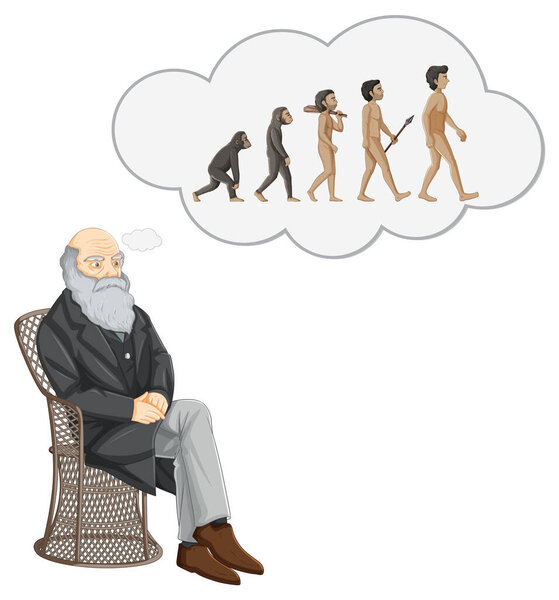 Иллюстрация Чарльза Дарвина и теории эволюции