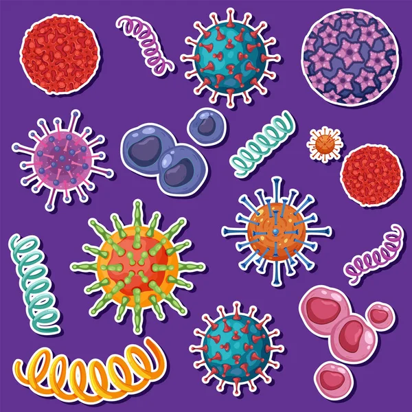 Bakterier Bakterier Och Virus Collection Illustration — Stock vektor