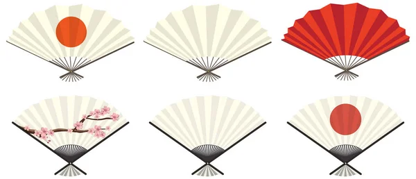 Ensemble Illustration Ventilateur Japonais — Image vectorielle
