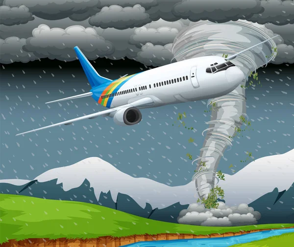 Plane Flying Storm Vector Illustration — Stock Vector