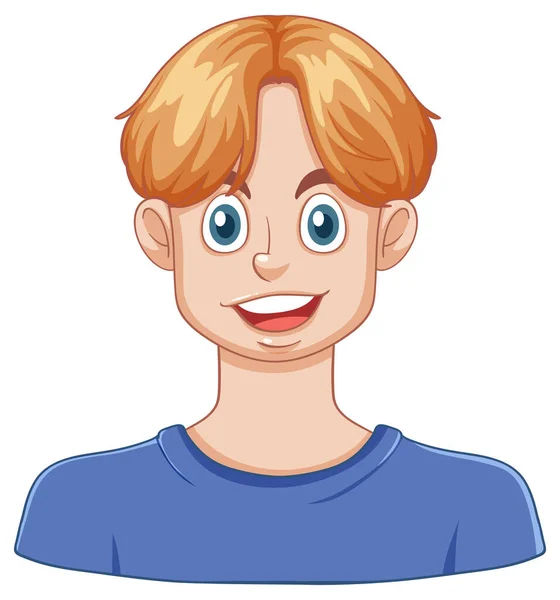 Teen Chlapec Úsměvem Face Ilustrace — Stockový vektor