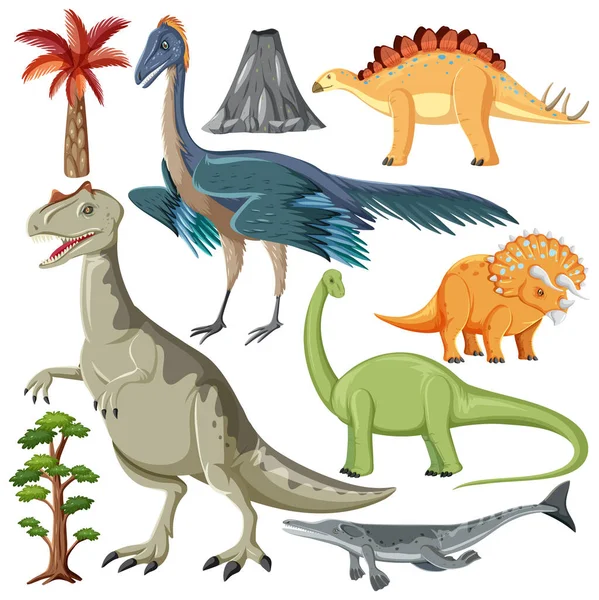 conjunto de animais pré-históricos de dinossauros dos desenhos animados.  14438828 Vetor no Vecteezy