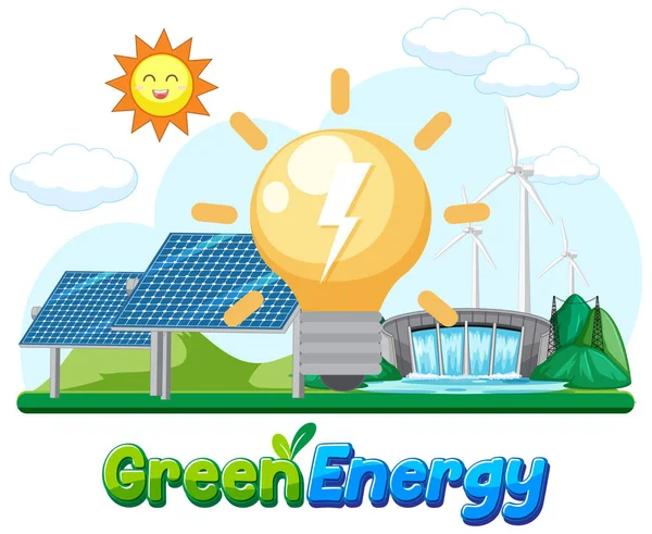 Grön Energi Vektor Begrepp Illustration — Stock vektor