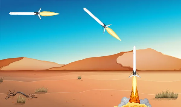 Military Missile Launching Scene Illustration — Stock Vector