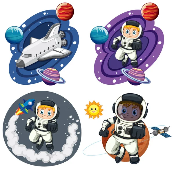 Outer Space Characters Collection Illustration —  Vetores de Stock