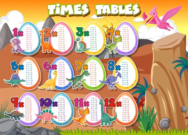 Colorful Times Tables Elementary Education Illustration — Stock Vector