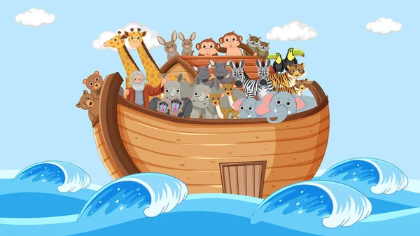 Noah Ark Animals Illustration — Stock Vector