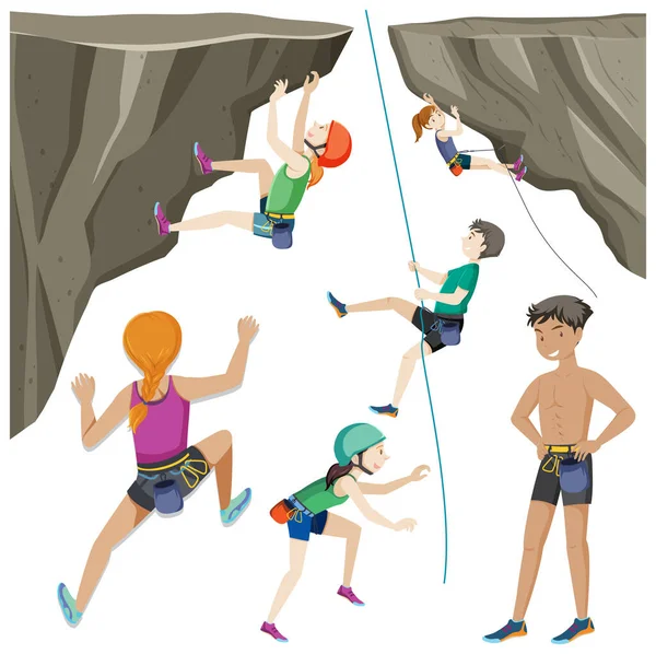 Personnage Alpiniste Sport Extrême Mode Vie Actif Illustration — Image vectorielle