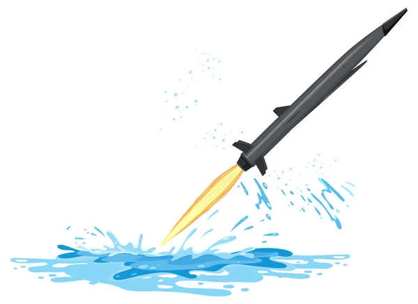 Hypersonisk Missil Avfyrning Från Vatten Illustration — Stock vektor