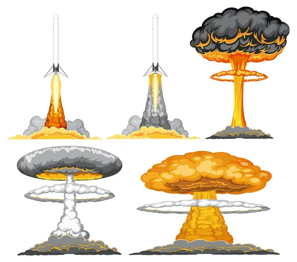 Atom Bombası Mantar Bulutu Çizimi — Stok Vektör