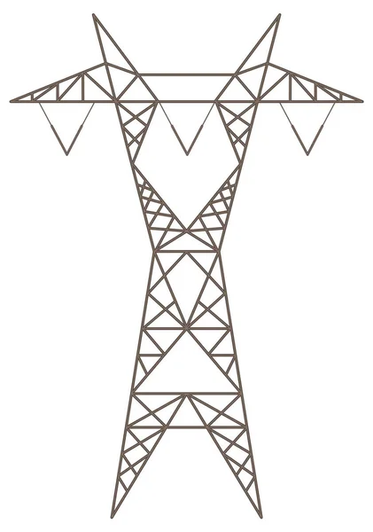 Hoogspanning Elektrische Pyloon Witte Achtergrond Illustratie — Stockvector