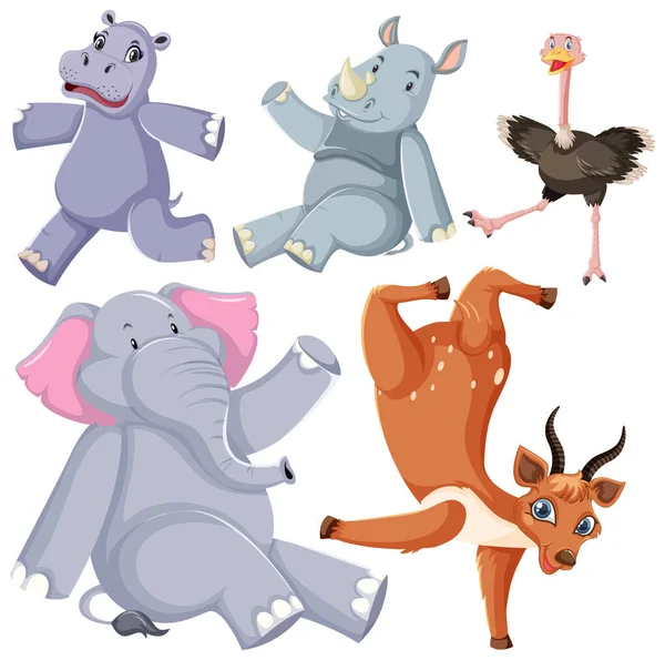 Conjunto Animais Bonitos Desenho Animado Personagem Ilustração —  Vetores de Stock
