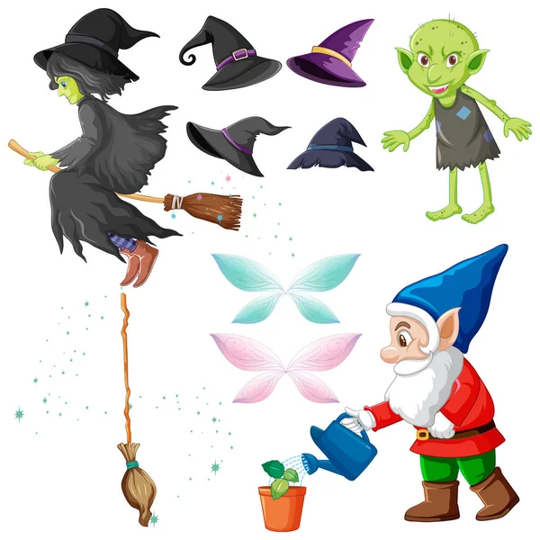Fairy Cartoon Character Vector Set Illustration — Stock Vector